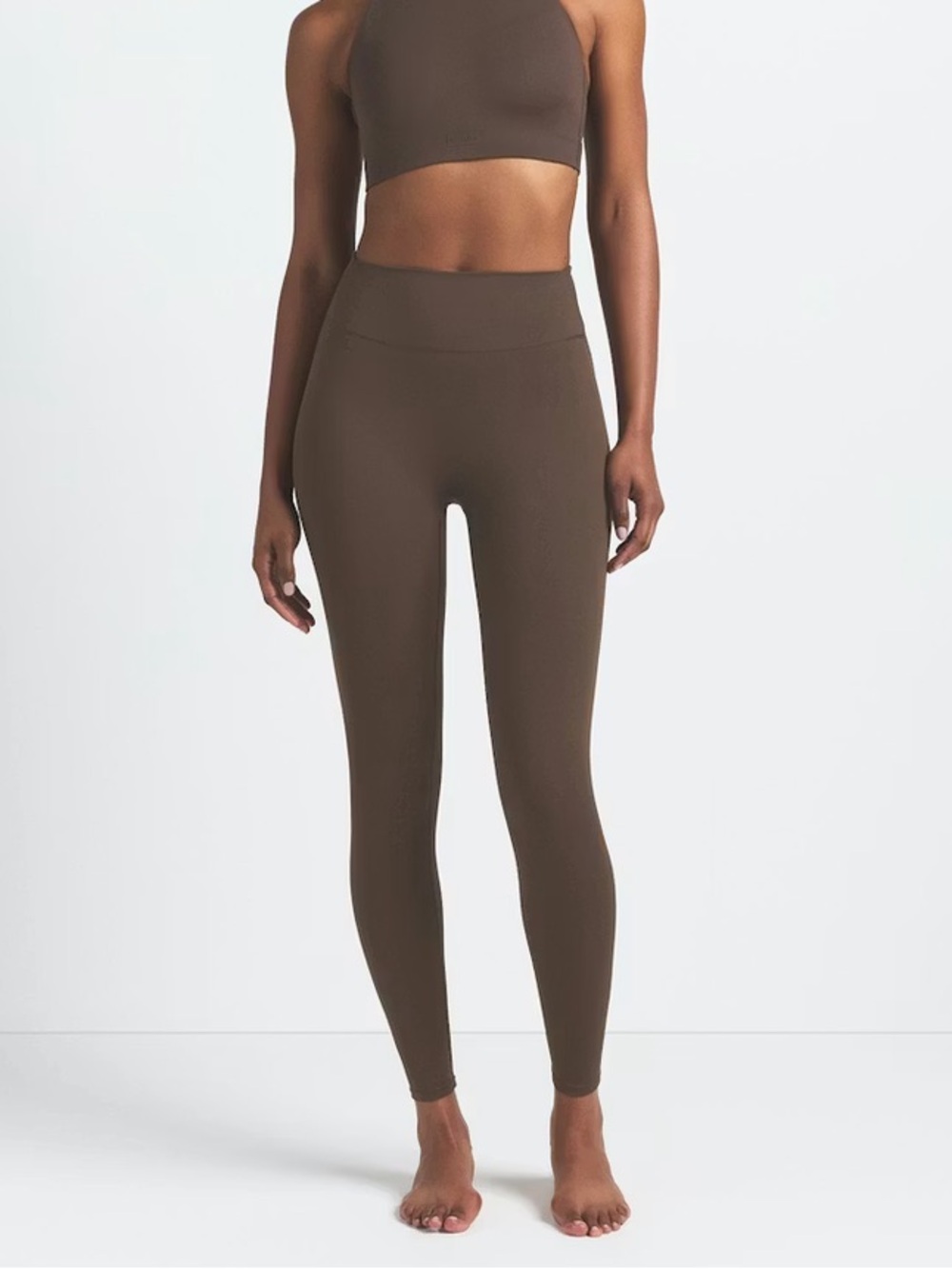 SKIMS Brown High-Waist Leggings with Waist Tie NWOT - Picture 3 of 7
